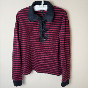 LRL Lauren Ralph Lauren Shirt Womens XL Extra Large Nautical Black Red Top